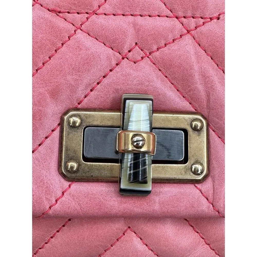 Lanvin Happy GM Pochette Rose Quilted Leather Crossbody Turnlock Bag Large - Picture 2 of 6